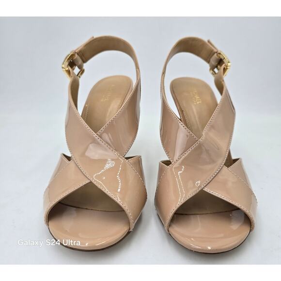 Michael Kors Becky Slingback Sandal Tan Blush Leather Dress Stiletto Women 8.5M - Picture 7 of 11